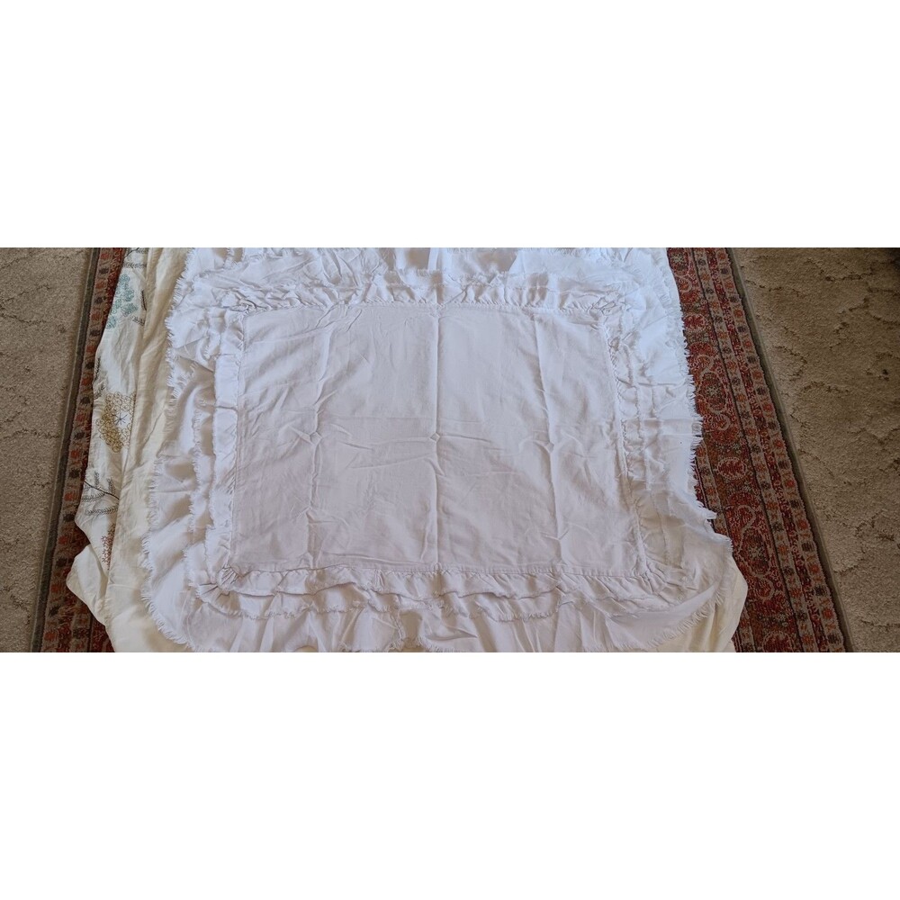 Emryn House White Cotton Ruffled Pillow Covers 26"x19" Set of 2